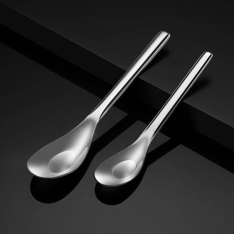 Beautiful Design Of 316 Stainless Steel Spoon With A Curve Ice Cream Coffee Stir Kitchen Round Spoon Set