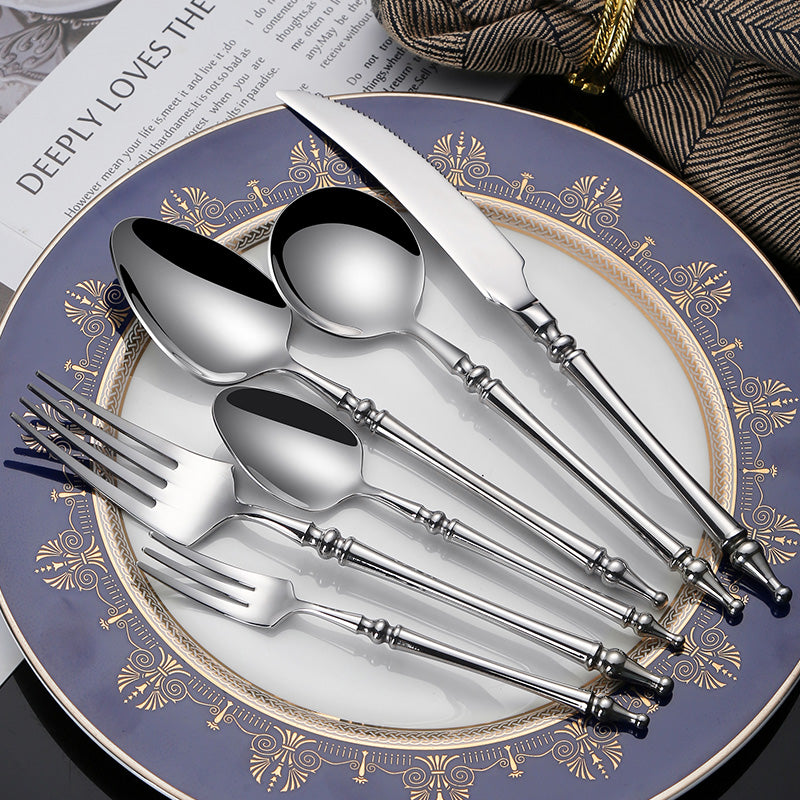 Buyer Star Stainless Steel Tableware Set Party Restaurant Cutlery For Dinner Unique Silver flatware Sets High Quality