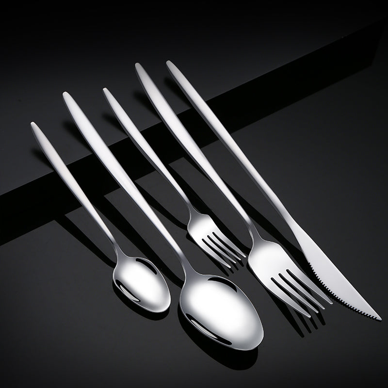 Buyer Star Simple Style Dinnerware Sets Silver Luxury Hotel Cutlery Set Stainless Steel Silverware Set