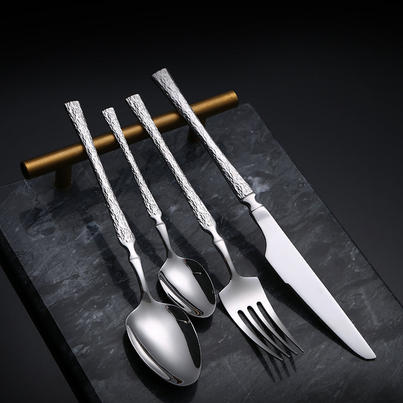 Small Waist Silver Flatware Set Stainless Steel Silverware Cutlery Set Mirror Polished Knife Fork Spoon Set