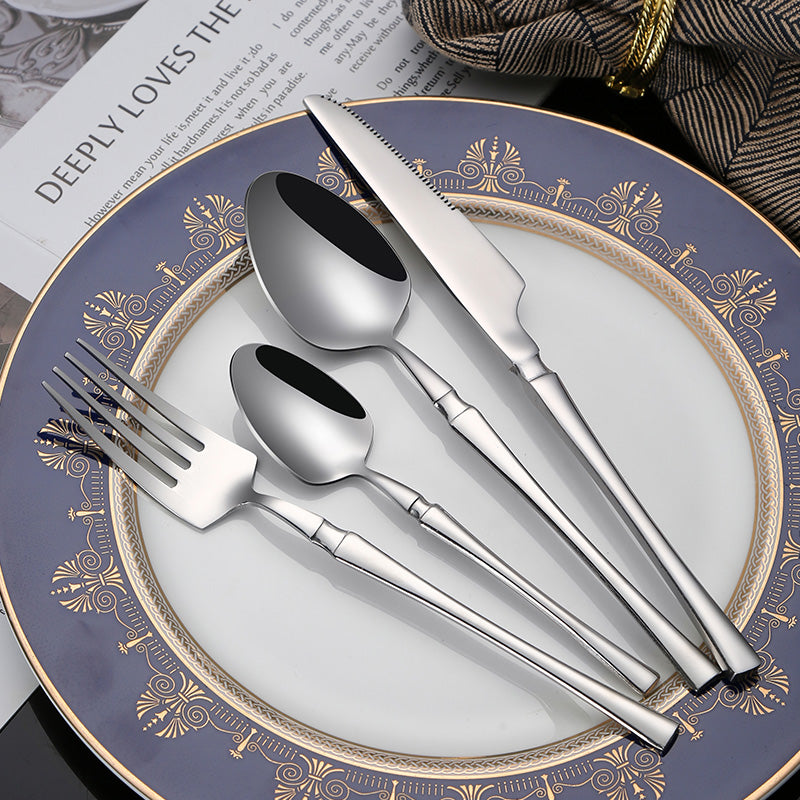 Christmas Theme Cutlery Set Stainless Steel Gold Spoon Restaurant Utensil  Wedding Cutlery