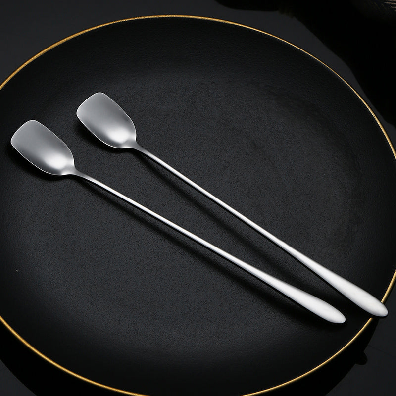 Long Handle Mixing Spoons Iced Teaspoons Ice Cream Spoon Stainless Steel Cocktail Stirring Spoons