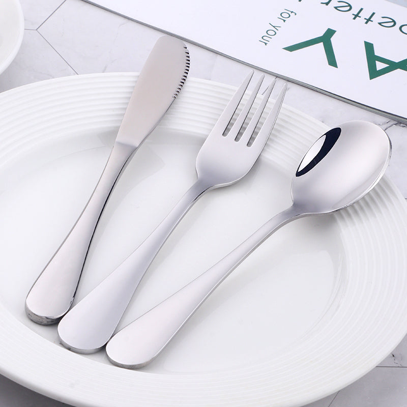 Stainless Steel 18/10 Tableware Color plated White Handle Kids Children Cutlery Set