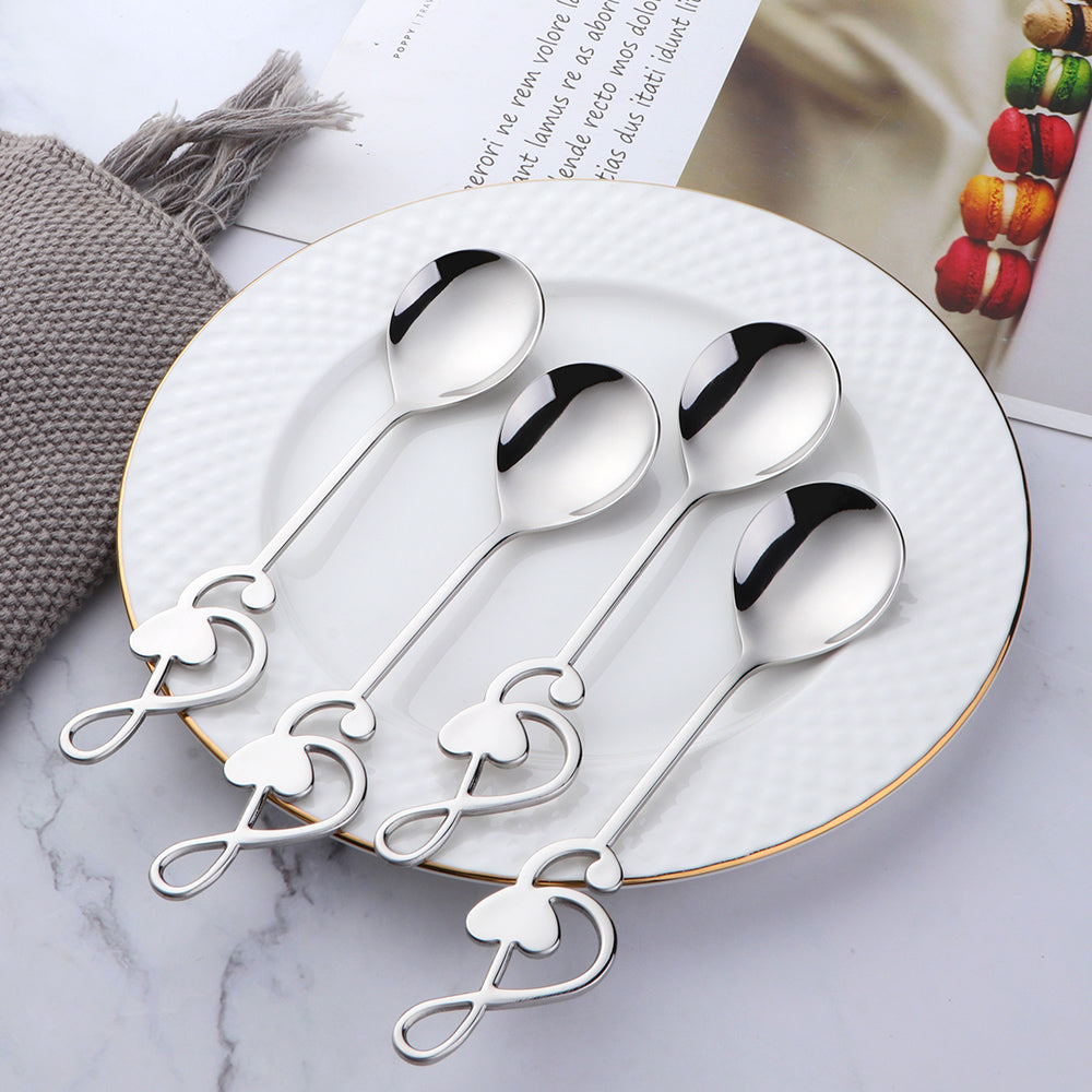 Dessert Spoons Note Heart Shaped Spoons Stainless Steel Cute Spoons Coffee Spoons Set