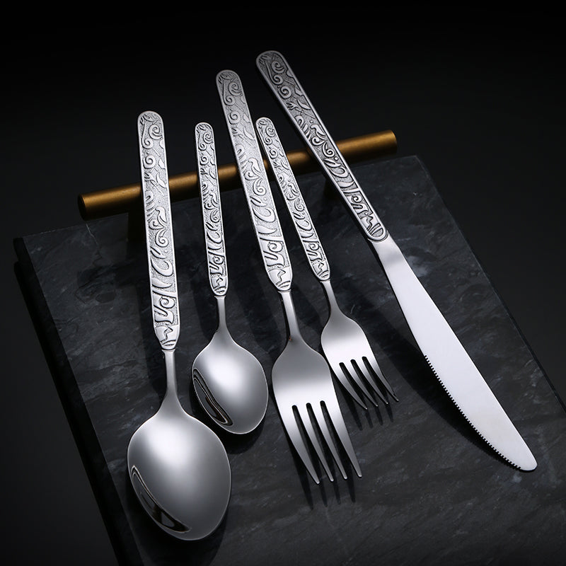 Wholesale High Quality Stainless Steel Silverware Flatware Spoon Fork Knife Black Matte Cutlery Set