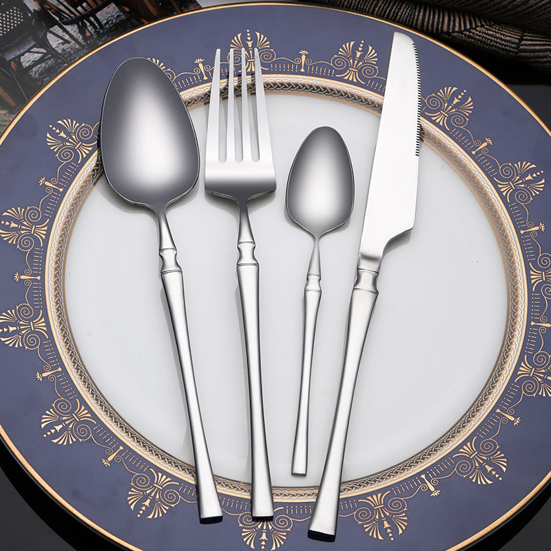 Food Grade Dinner Forks Set, Stainless Steel Satin Slim waist spoon Silverware Flatware Fork Set for Home Kitchen