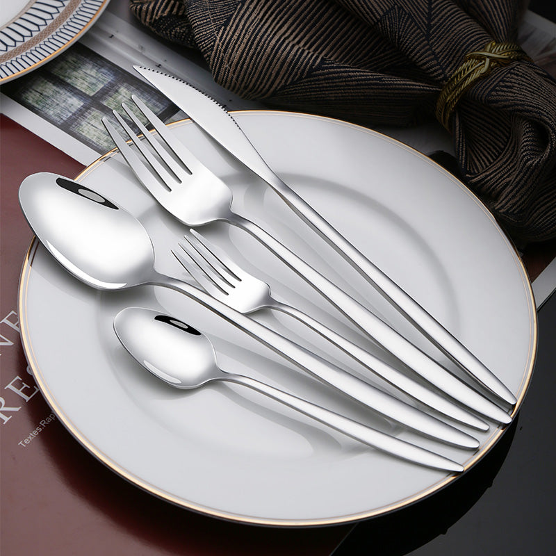 Buyer Star Simple Style Dinnerware Sets Silver Luxury Hotel Cutlery Set Stainless Steel Silverware Set