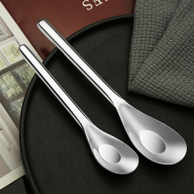 Beautiful Design Of 316 Stainless Steel Spoon With A Curve Ice Cream Coffee Stir Kitchen Round Spoon Set