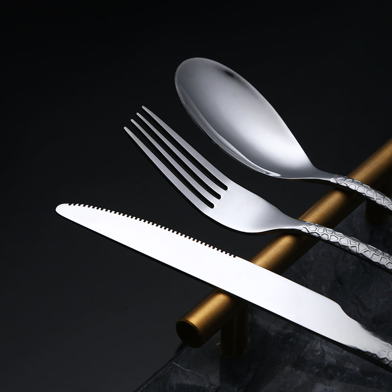 Buyer star Design Dinnerware Set Food Grade Silver Stainless Steel Tableware Cutlery Set For Home Restaurant