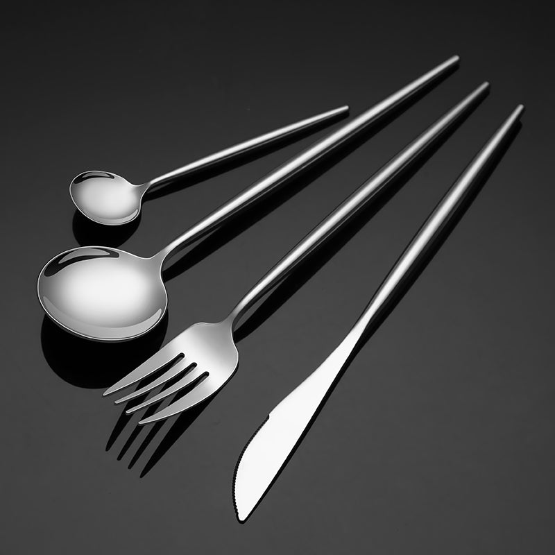 Portugal 4pcs Stainless Steel Flatware Set  Cutlery Set Knife Fork Spoon for Hotel & Party