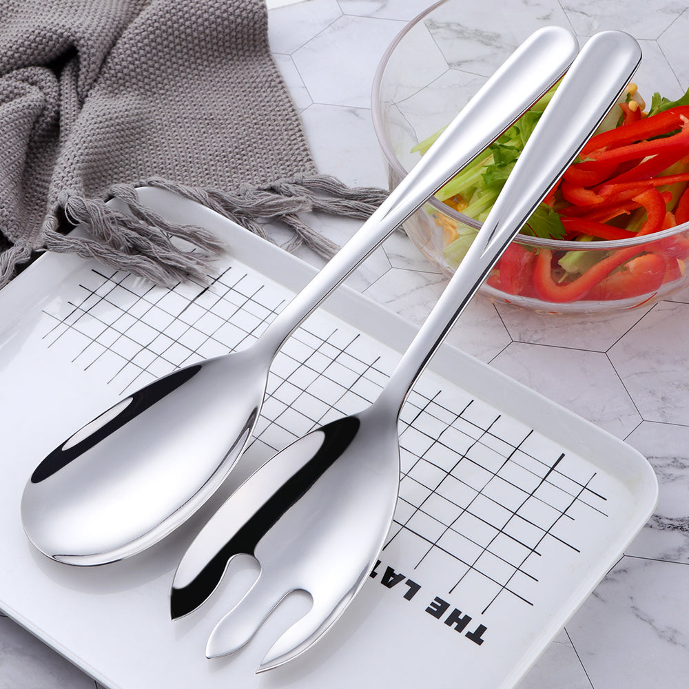 Wholesale Stainless Steel Salad Spoon And Fork Set Restaurant Service Public Tableware