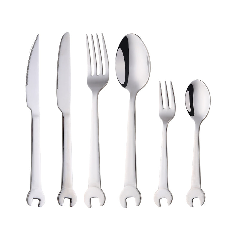 Unique Wrench Handle Tableware Stainless Steel Silverware Tableware Flatware Cutlery Set Steak Knife Fork Spoon Teaspoon