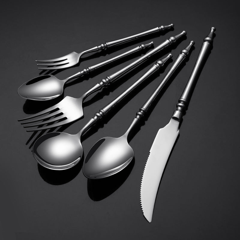 Buyer Star Stainless Steel Tableware Set Party Restaurant Cutlery For Dinner Unique Silver flatware Sets High Quality