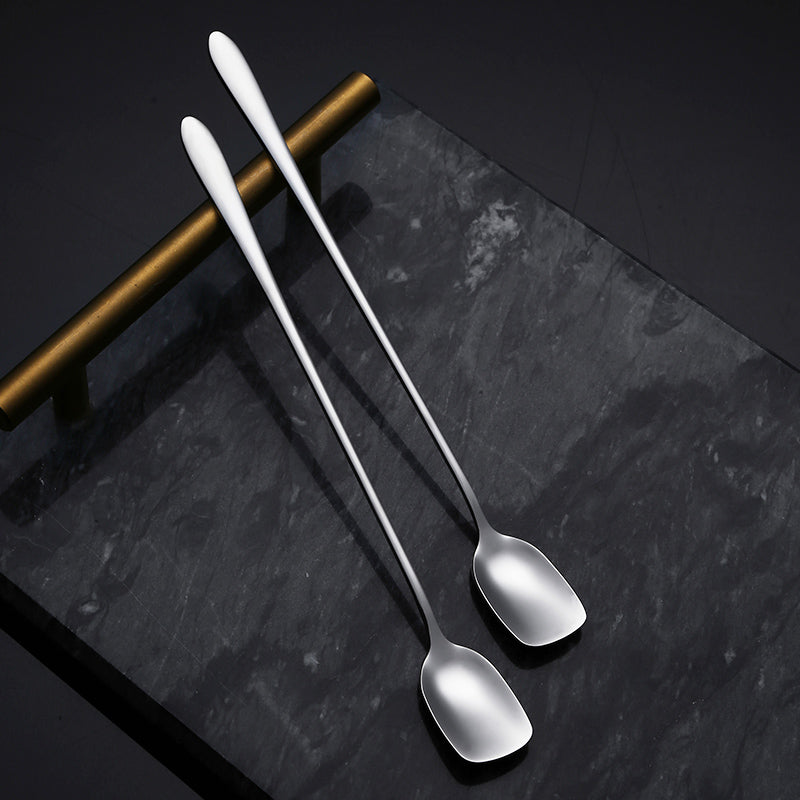 Long Handle Mixing Spoons Iced Teaspoons Ice Cream Spoon Stainless Steel Cocktail Stirring Spoons