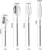 Mythical Flatware Set Poseidon's Trident Fork, Steak Knife, Dinner Spoon, and Teaspoon Silverware Set Mirror Polished