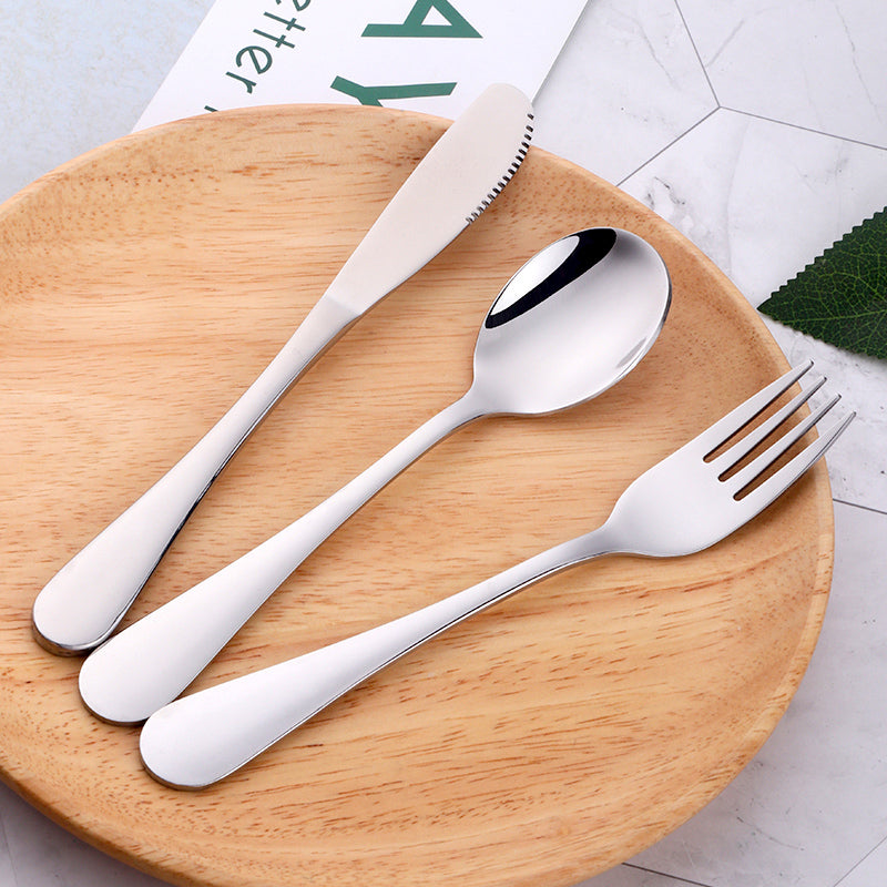 Stainless Steel 18/10 Tableware Color plated White Handle Kids Children Cutlery Set