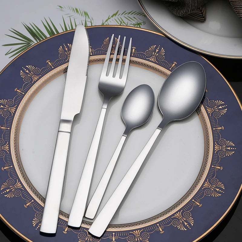 High Quality Main Table Silverware Set Fork and Knife Spoon Set Hotel Stainless Steel Travel Cutlery Set