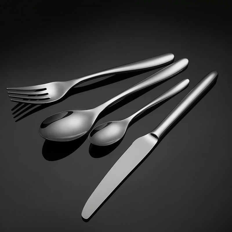 High Demand Products Simple and Refined Taste Stainless Steel Black Cutlery Dinnerware