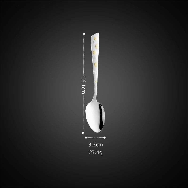 Luxury Korean Style Stainless Steel Bubble Cutlery Set Texture Pattern Gold Plated Flatware Set Spoon Fork Knife Set