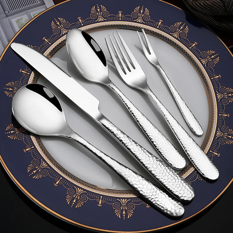 Luxury Mirror Wedding Matte Gold Cutlery Set Stainless Steel Flatware Set Wedding Cutlery