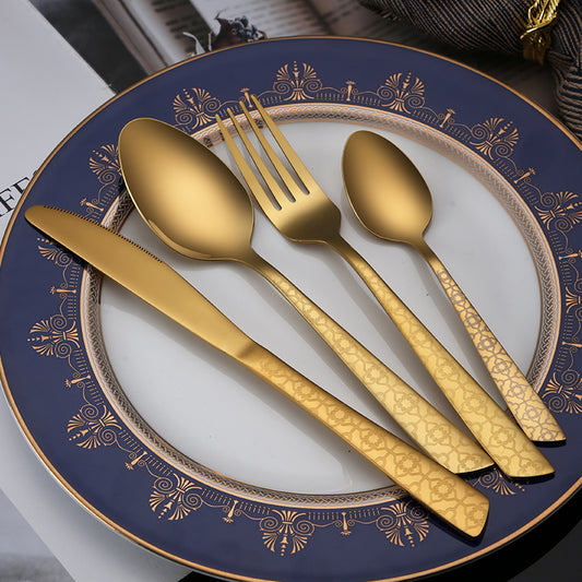 Hotel Cutlery Set Stainless Steel Gold Spoon Restaurant Utensil Talheres Wedding Cutlery