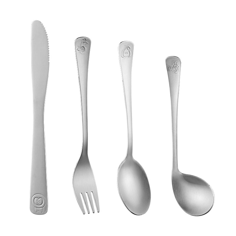 Luxury High Quality Western Cutlery Set Stainless Steel Silver Flatware Kitchen Fork Knife And Spoon Set Children