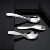 Food Grade Metal Tableware Flat Bottom Spoon And Forks Child Student Stainless Steel Flatware Sets