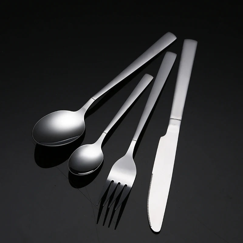 High Quality Main Table Silverware Set Fork and Knife Spoon Set Hotel Stainless Steel Travel Cutlery Set