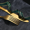 Eco-Friendly Reusable Stainless Steel Ring Handle Knife Fork Spoon Set Gold Flatware Luxury Cutlery Set