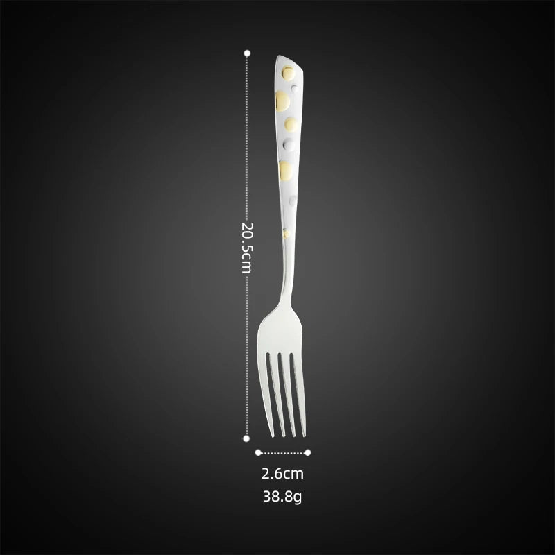 Luxury Korean Style Stainless Steel Bubble Cutlery Set Texture Pattern Gold Plated Flatware Set Spoon Fork Knife Set