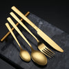 Eco-Friendly Reusable Stainless Steel Ring Handle Knife Fork Spoon Set Gold Flatware Luxury Cutlery Set