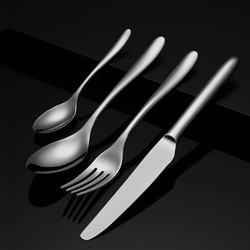 High Demand Products Simple and Refined Taste Stainless Steel Black Cutlery Dinnerware