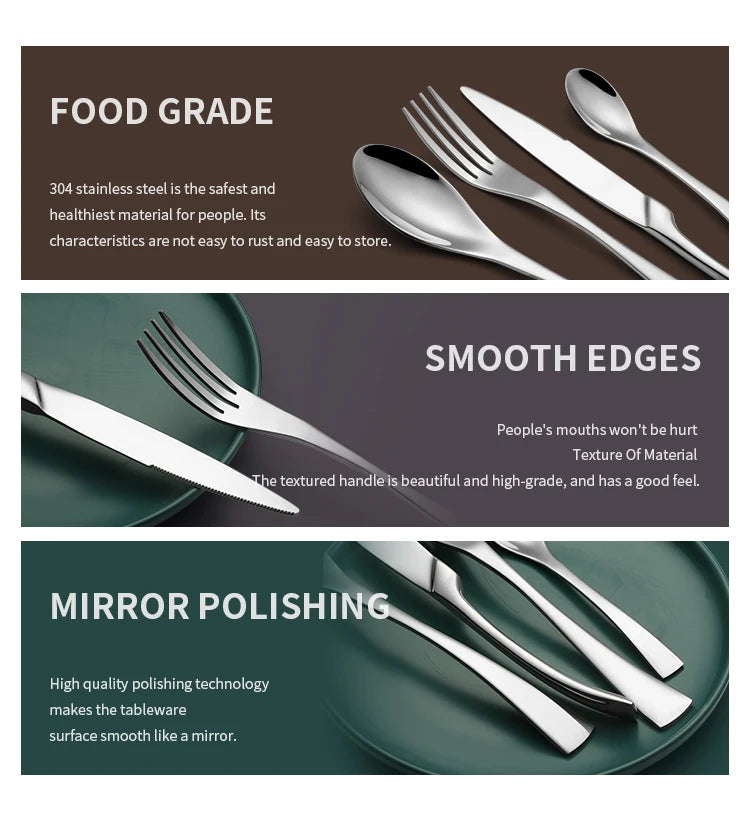 High Quality Hotel Cutlery Set Stainless Steel Fork Spoon Restaurant Flatware Sets