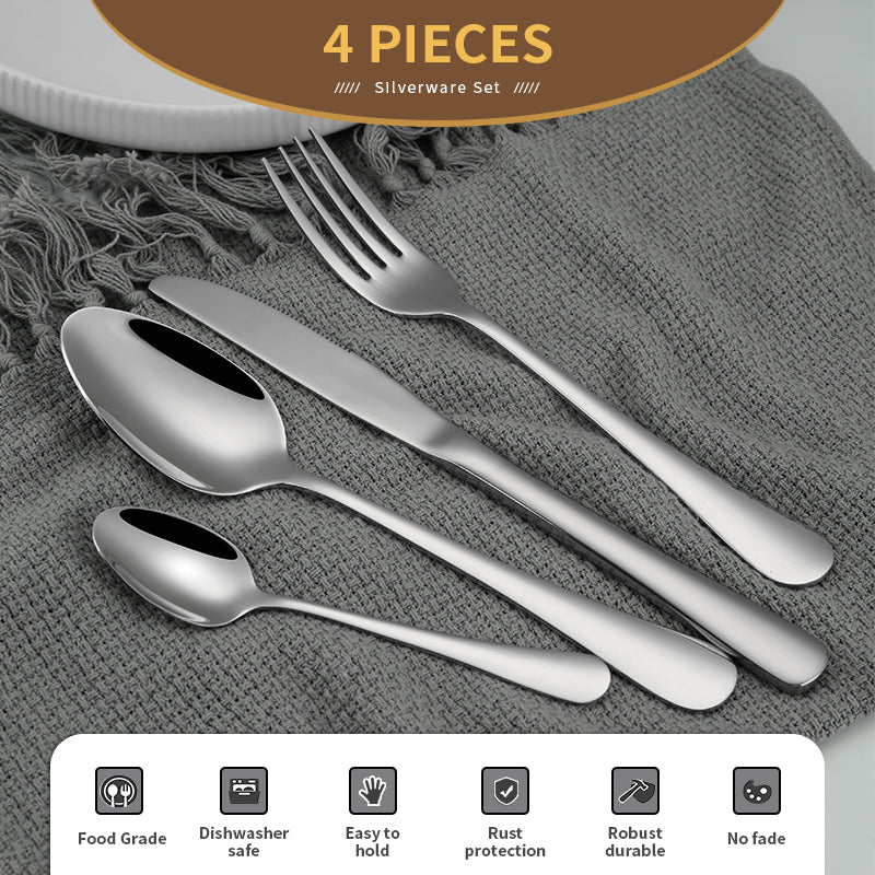 Buyerstar Wholesale Metal Spoon and Fork Cutlery Silverware Set Stainless Steel 304 Gold Flatware Sets For Hotels