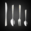 Luxury Korean Style Stainless Steel Bubble Cutlery Set Texture Pattern Gold Plated Flatware Set Spoon Fork Knife Set