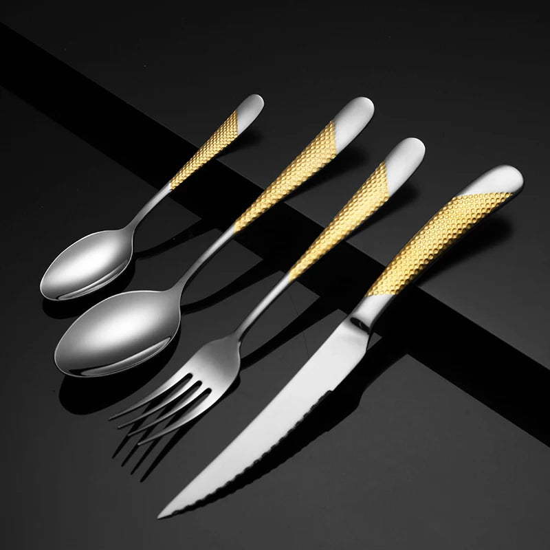 Hot Sale Restaurant Stainless Steel Spoon Fork Knife Cutlery Sets For Wedding