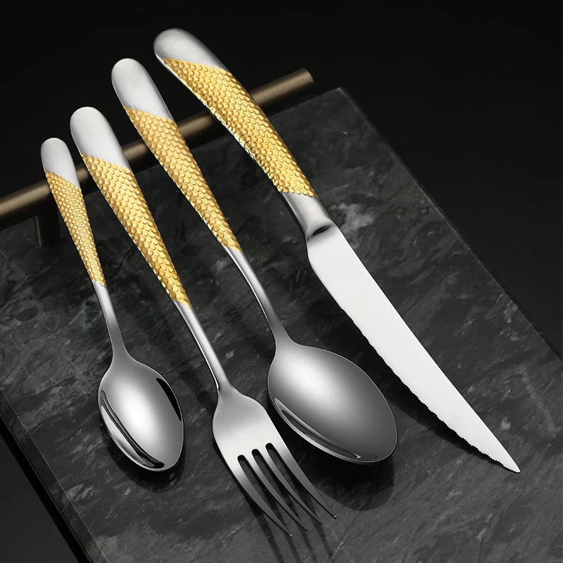 Hot Sale Restaurant Stainless Steel Spoon Fork Knife Cutlery Sets For Wedding