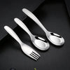 Food Grade Metal Tableware Flat Bottom Spoon And Forks Child Student Stainless Steel Flatware Sets