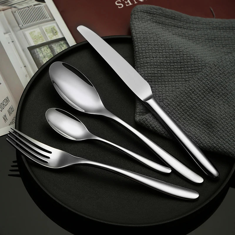 High Demand Products Simple and Refined Taste Stainless Steel Black Cutlery Dinnerware