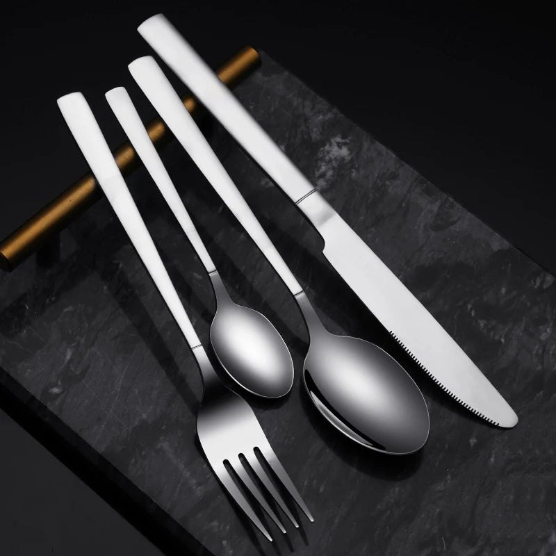 High Quality Main Table Silverware Set Fork and Knife Spoon Set Hotel Stainless Steel Travel Cutlery Set