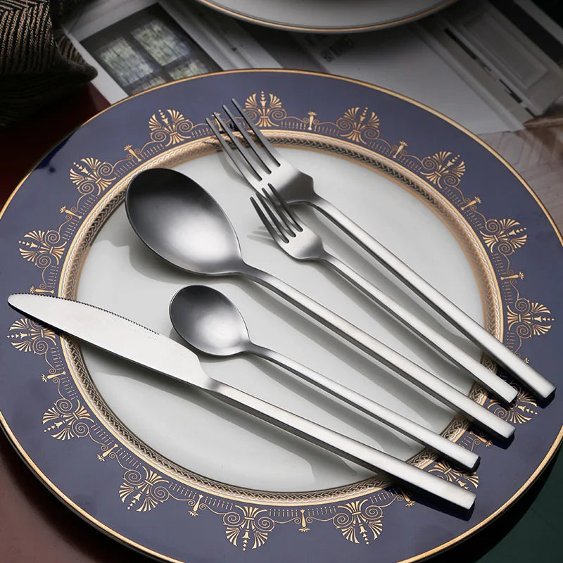 stainless steel silvery SUS 410 flatware sets luxury high quality stainless steel cutlery set