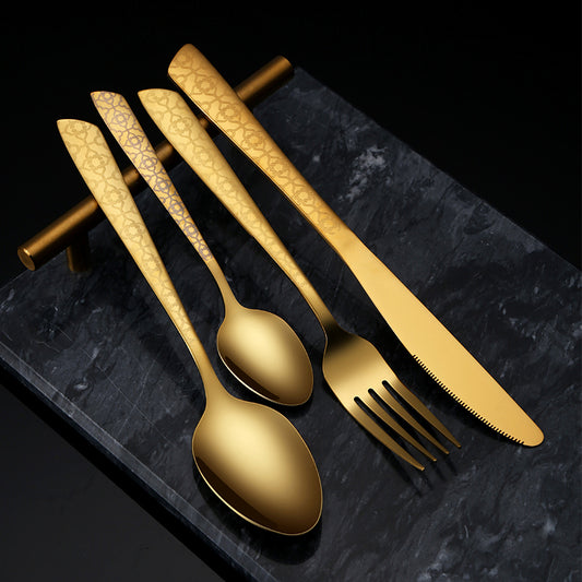 Hotel Cutlery Set Stainless Steel Gold Spoon Restaurant Utensil Talheres Wedding Cutlery