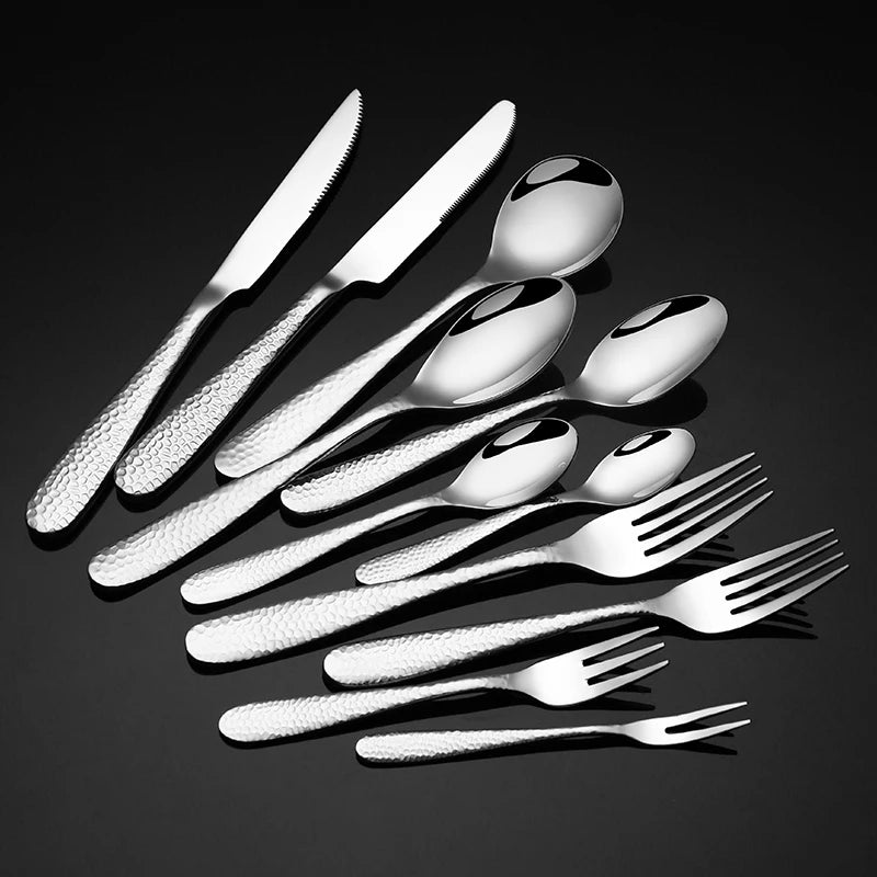 Luxury Mirror Wedding Matte Gold Cutlery Set Stainless Steel Flatware Set Wedding Cutlery