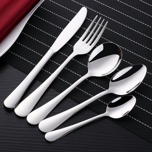 New High Quality Stainless Steel Silverware Set 5 pcs Spoons Forks and Knives Wedding Gold Flatware for Events Gift