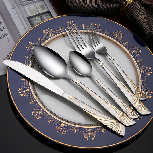 18/10 Stainless Steel Shiny Talheres Wedding Cutlery Gold Silverware Elegant Flatware Set