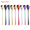 Colorful Long Handle Stainless Steel 18/10 Dessert Ice Cream Coffee/Tea Spoons shopify 20 Piece/Pieces(Min. Order)