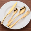 Portable Silverware Christmas Stainless steel luxury gold cutlery set flatware with box 10 Set/Sets(Min. Order)