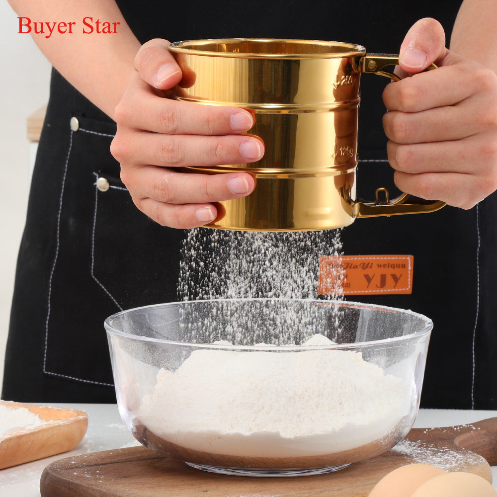 High food grade Screen Sugar Sifter Shaker hand hold baking tool mesh flour sieve cup stainless steel flour sifter 5 Piece/Pieces(Min. Order)