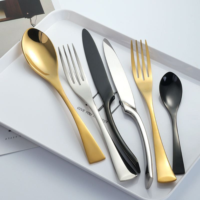 Portable Silverware Christmas Stainless steel luxury gold cutlery set flatware with box 10 Set/Sets(Min. Order)