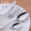 Stainless Steel Flatware Titanium Plating 4 pcs Set home and Hotel Cutlery with Laser Logo 5 Set/Sets(Min. Order)